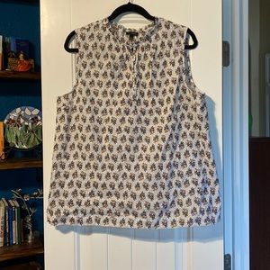 Talbots cotton sleeveless blouse with silver detail
